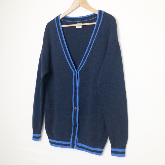 Aritzia Sunday best small navy blue Lamora V-neck boyfriend cardigan - Picture 10 of 12